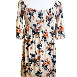 REWIND Boho Chic Floral Mini Dress Smocked size M